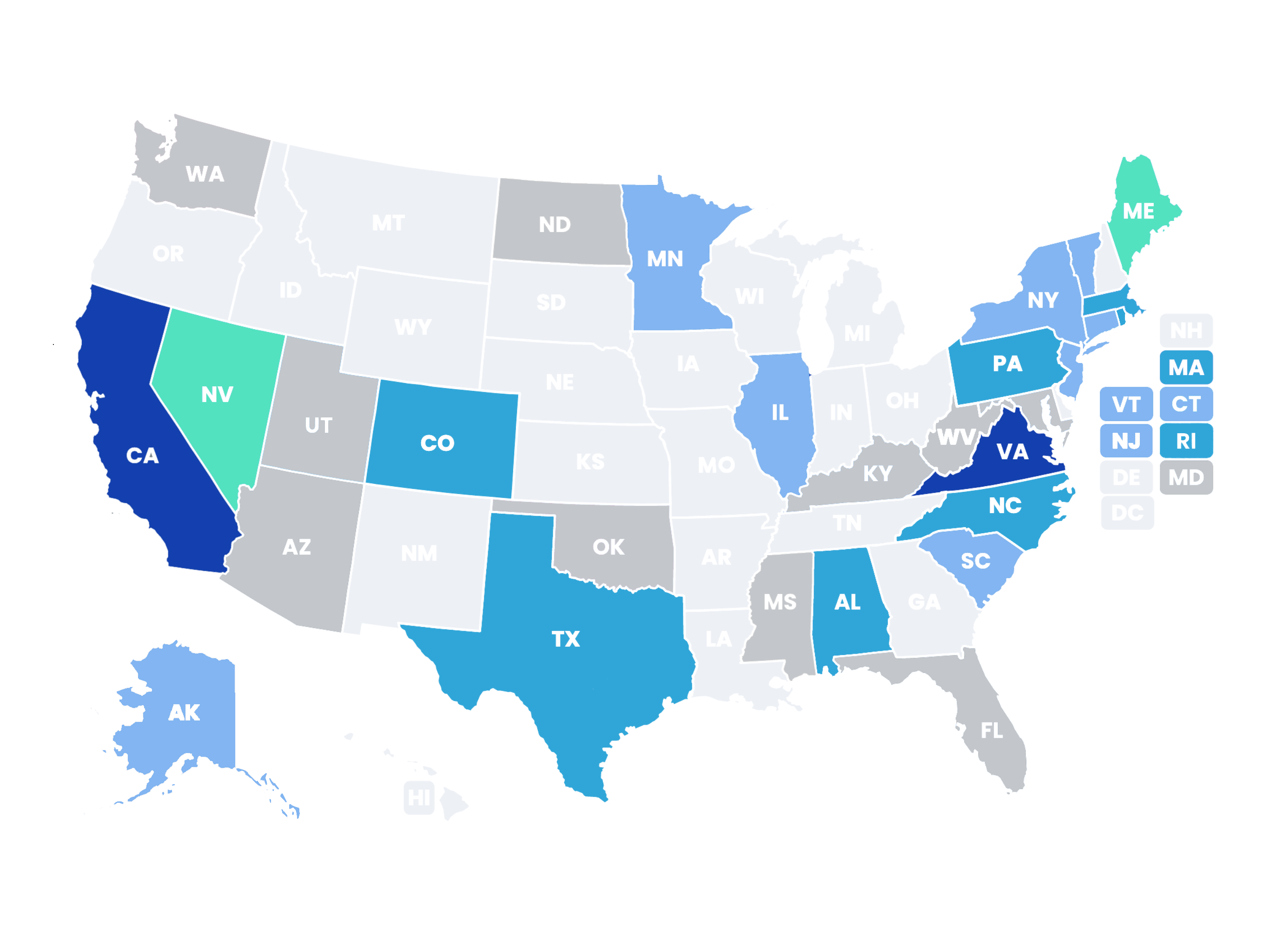 US State of data privacy legislation map